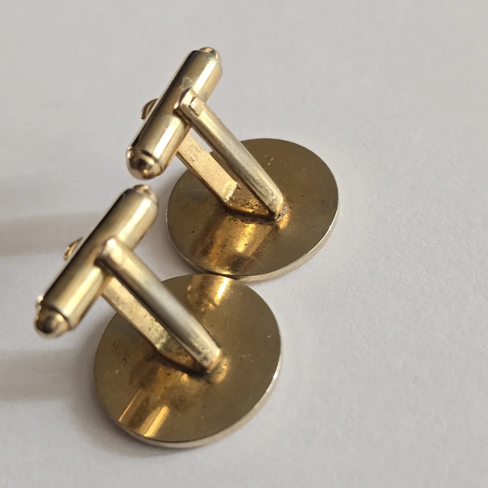 Vintage cuff links crisscross circle gold tone cufflinks criss cross